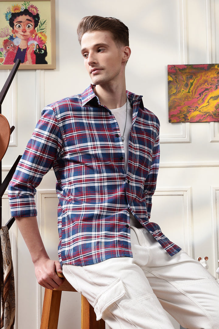 Twill: Red & Blue Checks Shirt