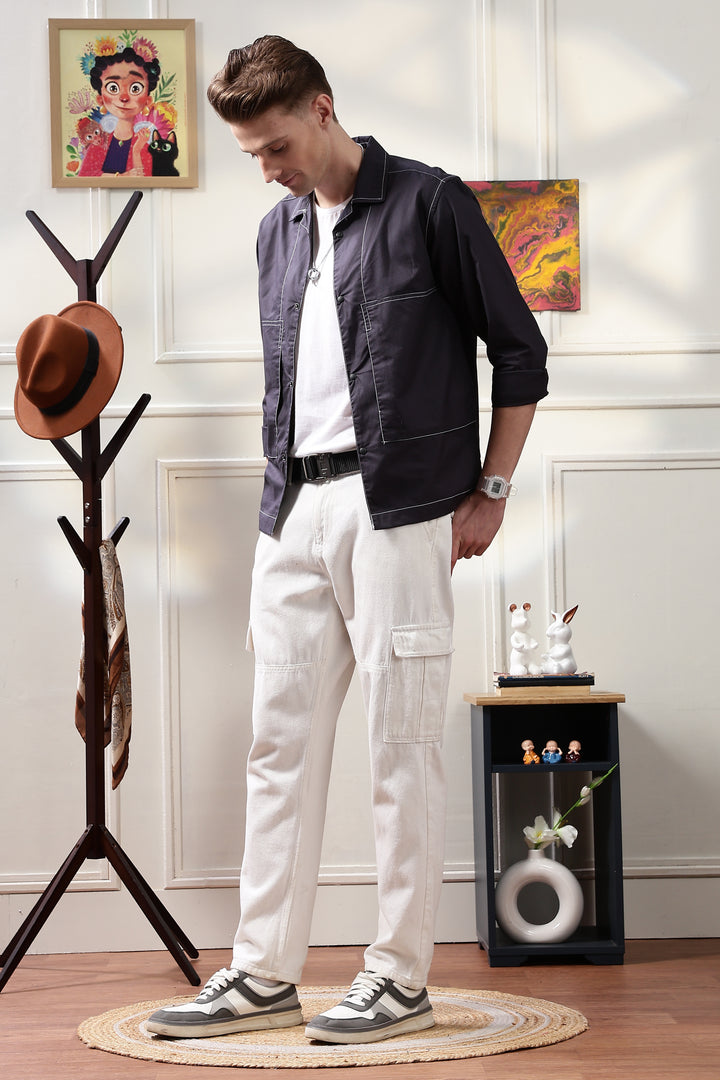Cuban Overshirt Navy Blue