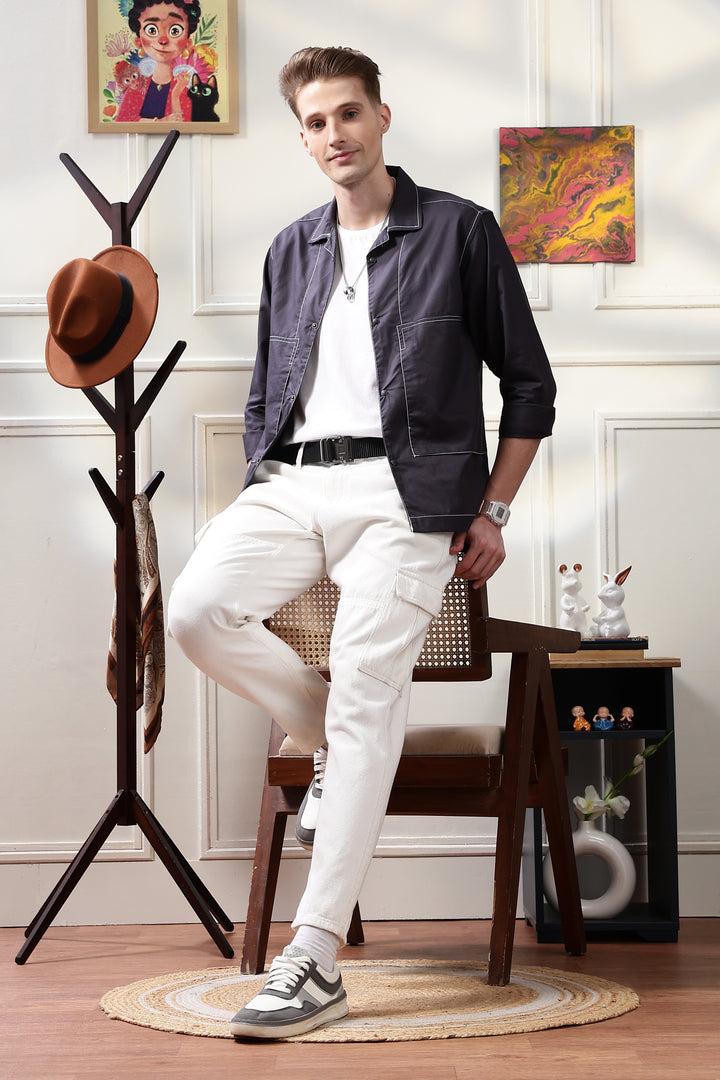Cuban Overshirt Navy Blue