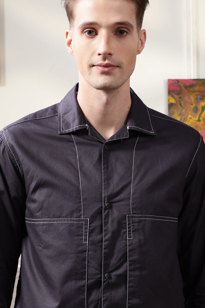 Cuban Overshirt Navy Blue