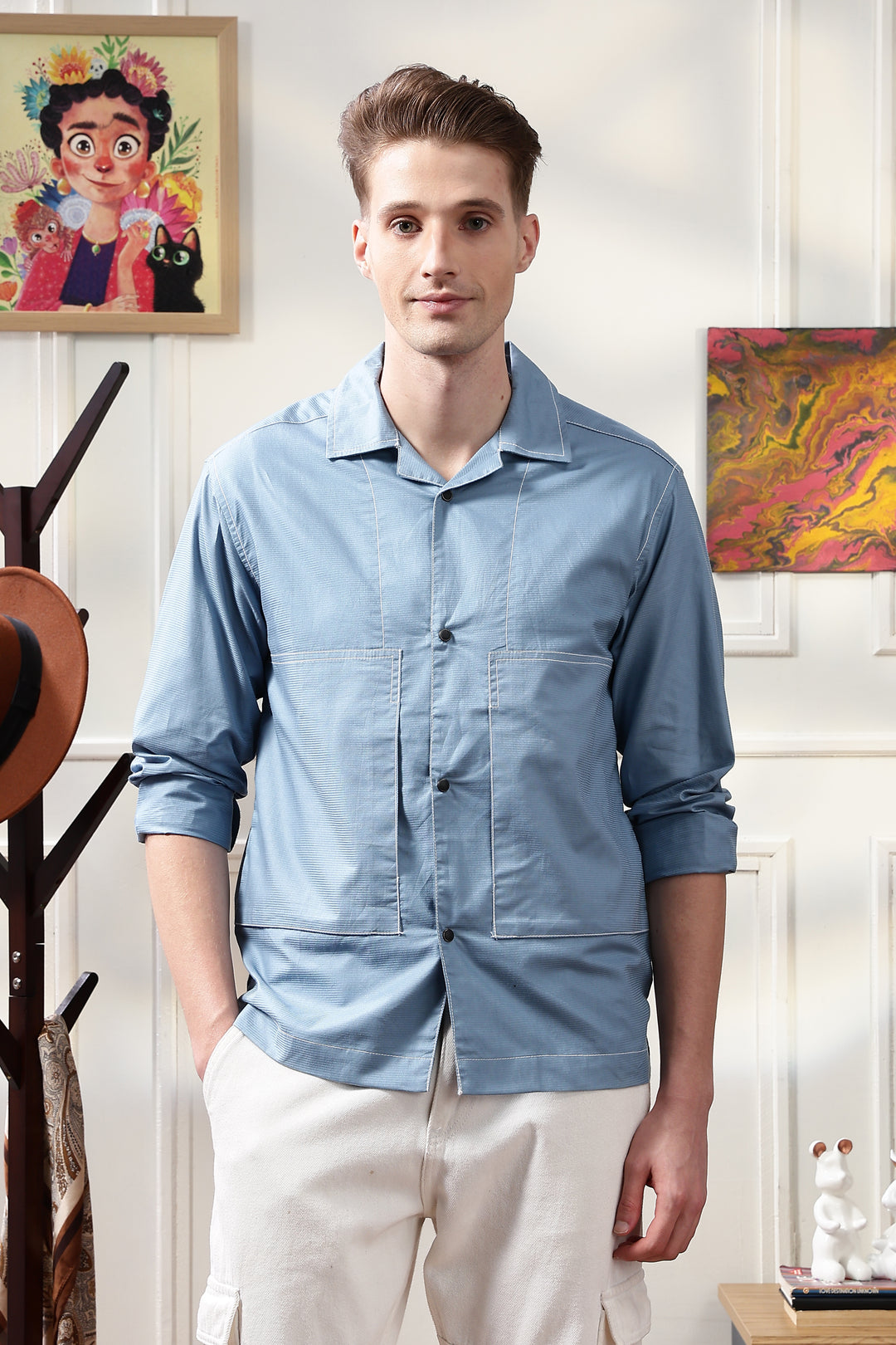Cuban Overshirt: Light Blue