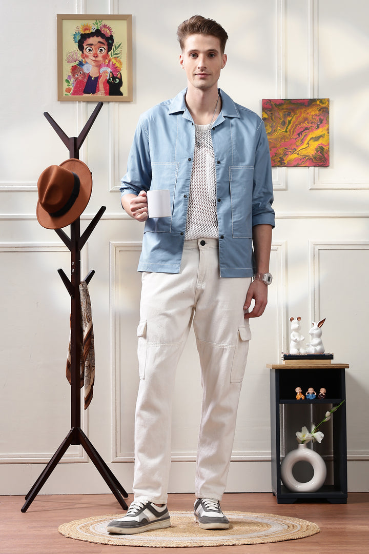 Cuban Overshirt: Light Blue
