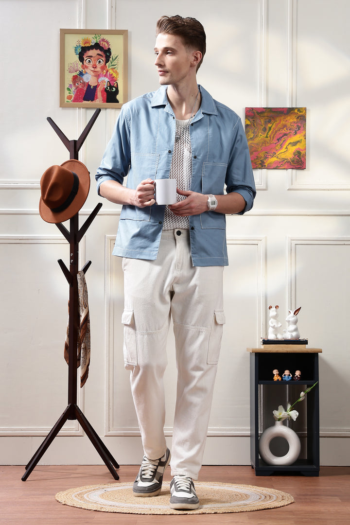 Cuban Overshirt: Light Blue
