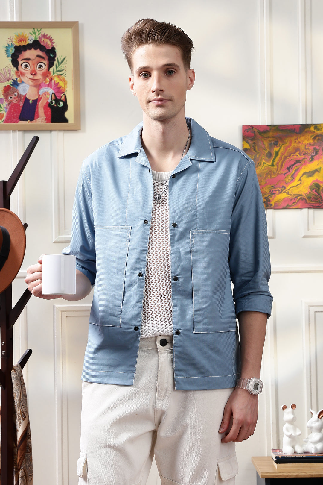 Cuban Overshirt: Light Blue