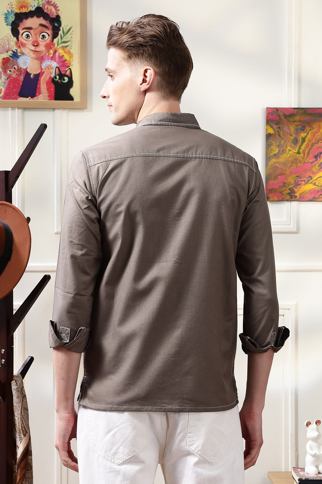Contrast Stitch Overshirt Copper