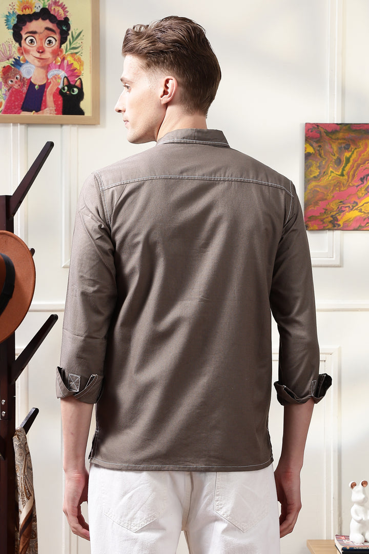 Contrast Stitch Overshirt Copper