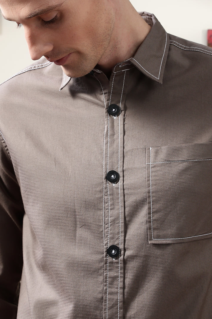 Contrast Stitch Overshirt Copper