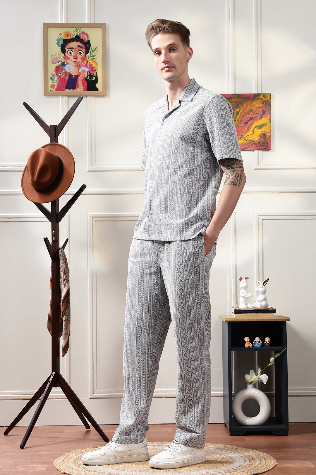 Blue Jaquard Co-ord Set