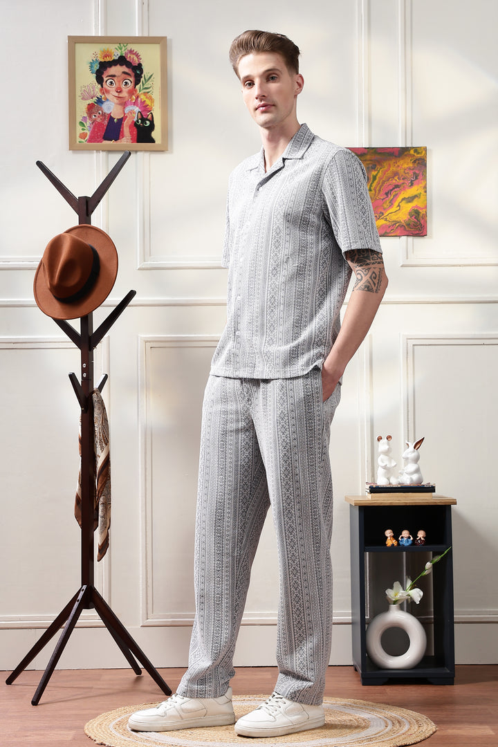 Blue Jaquard Co-ord Set