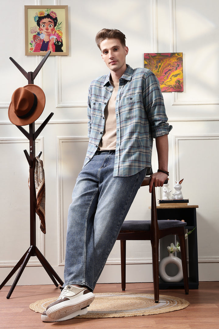Flannel: Blue & Grey Shirt