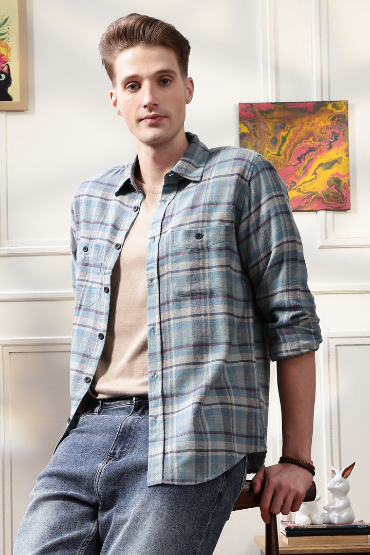 Flannel: Blue & Grey Shirt