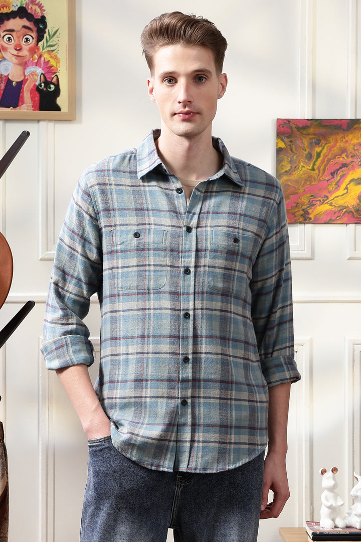 Flannel: Blue & Grey Shirt