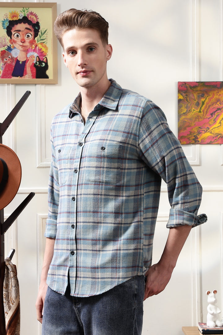 Flannel: Blue & Grey Shirt
