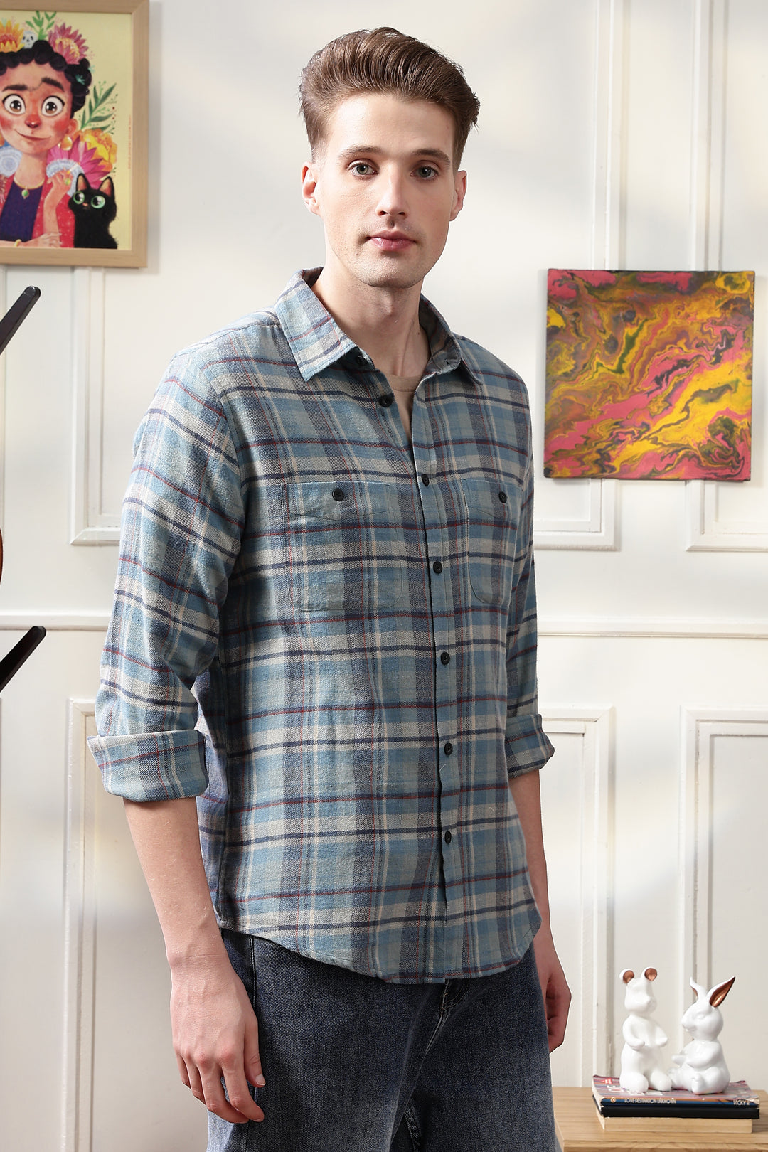 Flannel: Blue & Grey Shirt