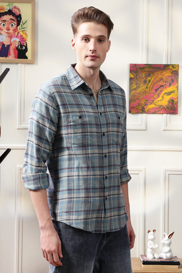 Flannel: Blue & Grey Shirt