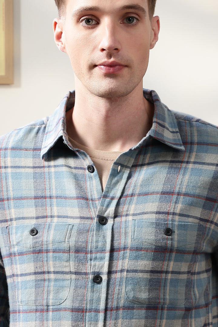 Flannel: Blue & Grey Shirt
