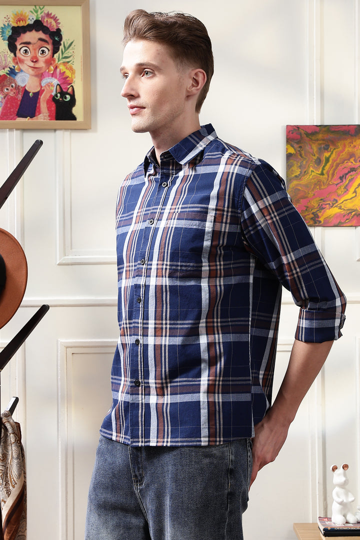 Twill: Navy & Brown Shirt