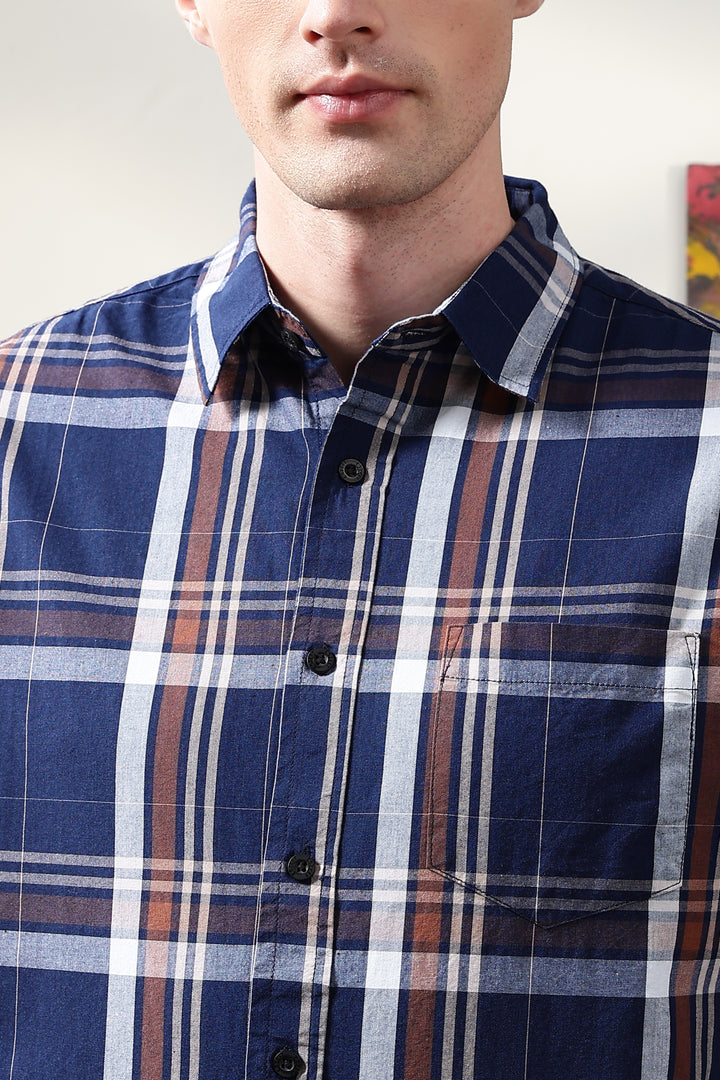 Twill: Navy & Brown Shirt