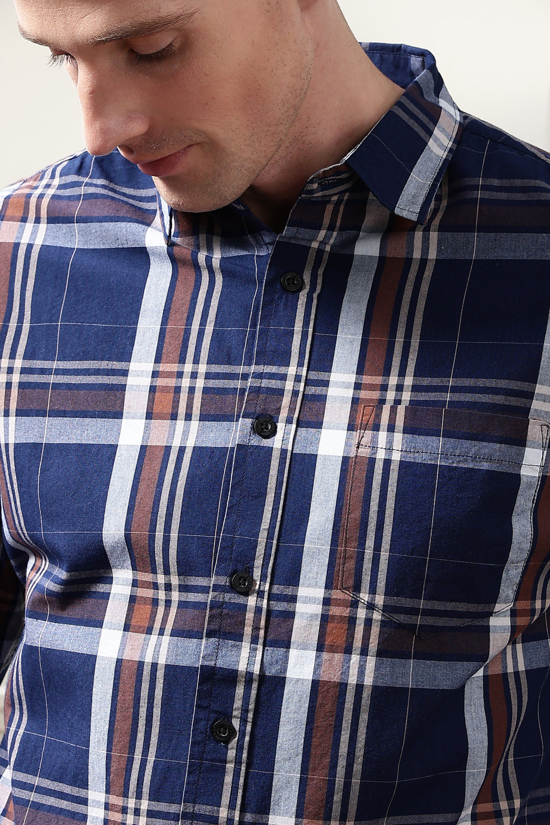 Twill: Navy & Brown Shirt