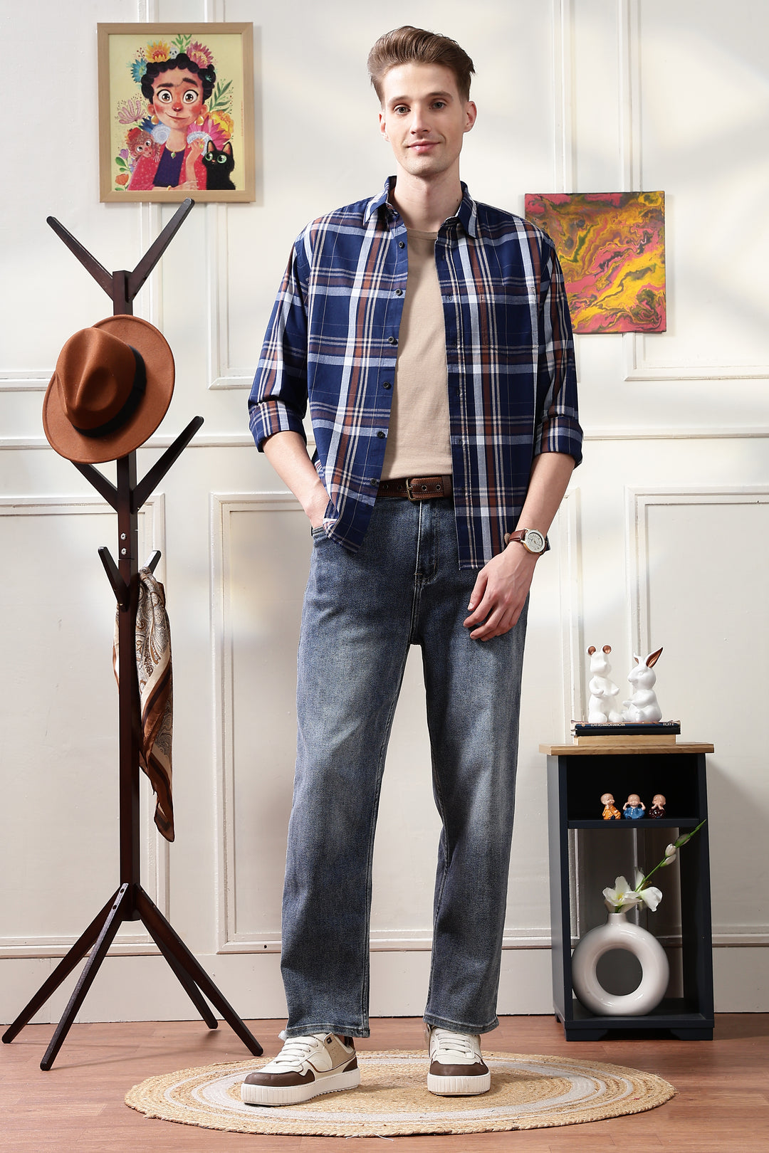 Twill: Navy & Brown Shirt