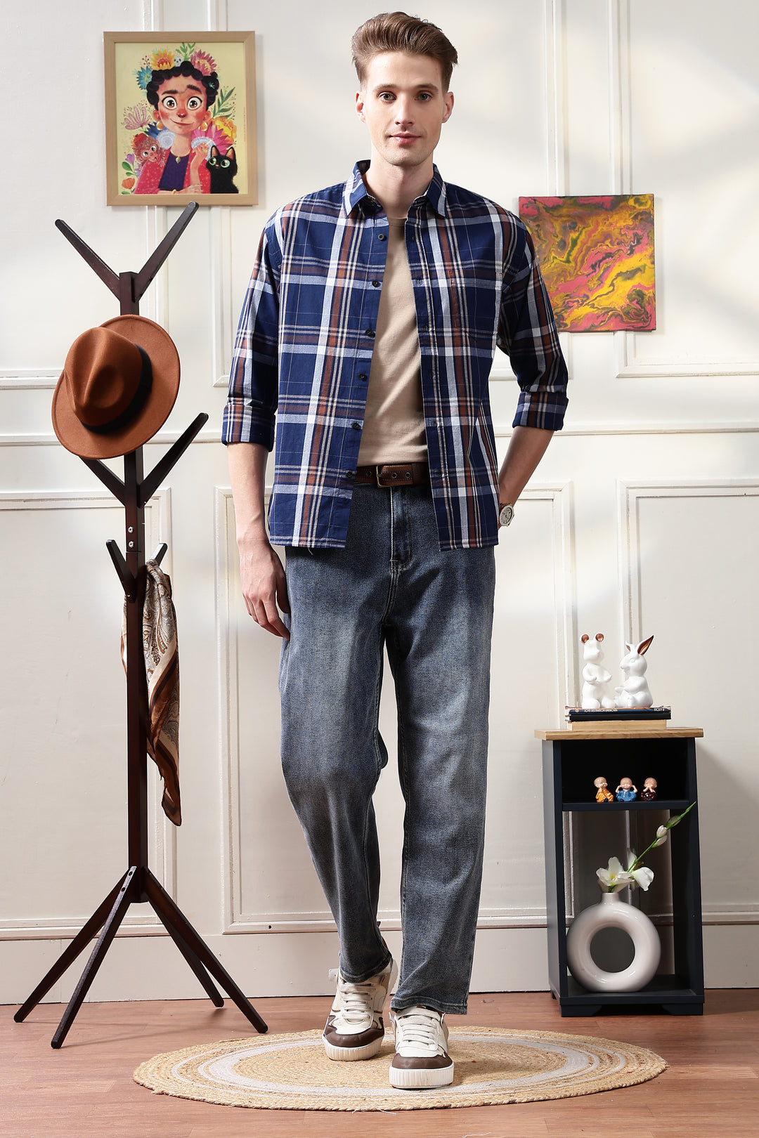 Twill: Navy & Brown Shirt