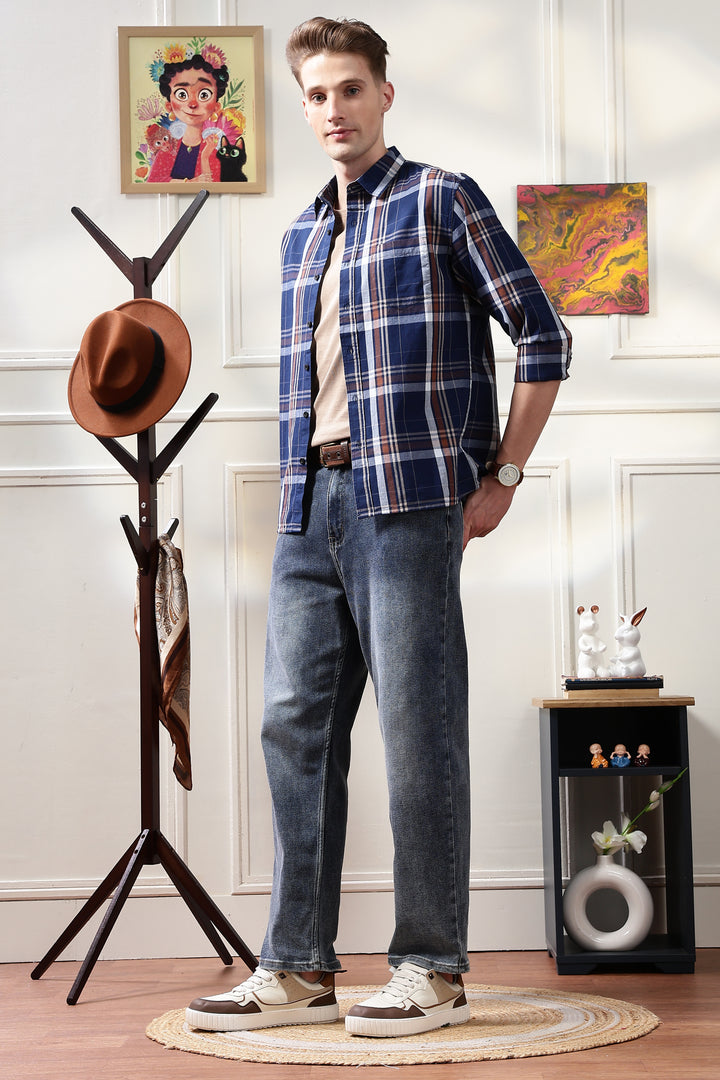 Twill: Navy & Brown Shirt