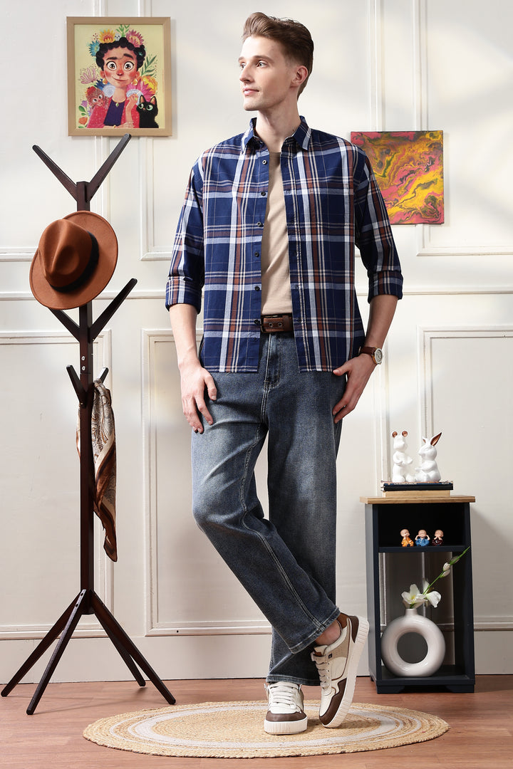 Twill: Navy & Brown Shirt