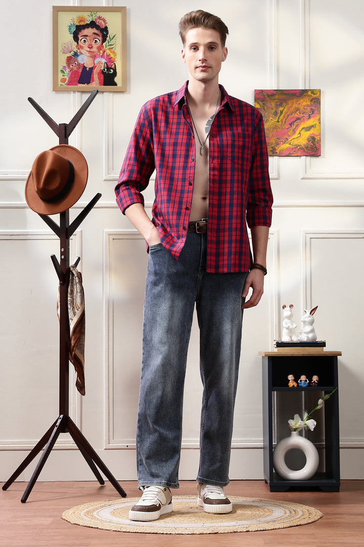 Twill: Red Checks Shirt