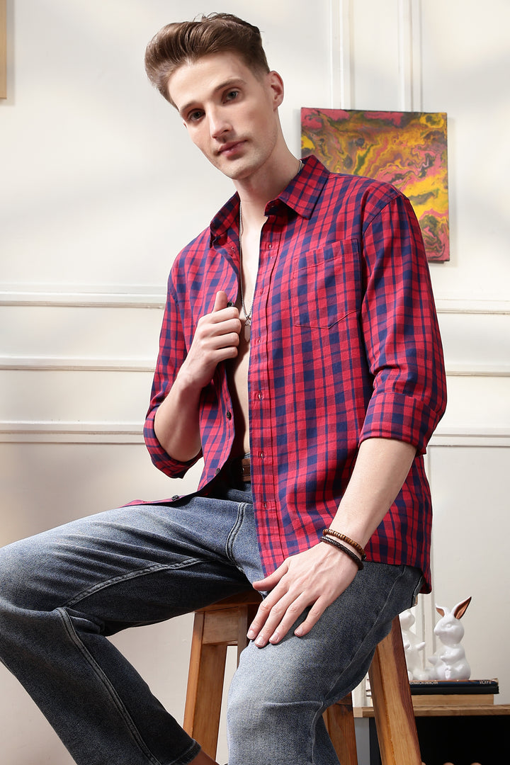 Twill: Red Checks Shirt