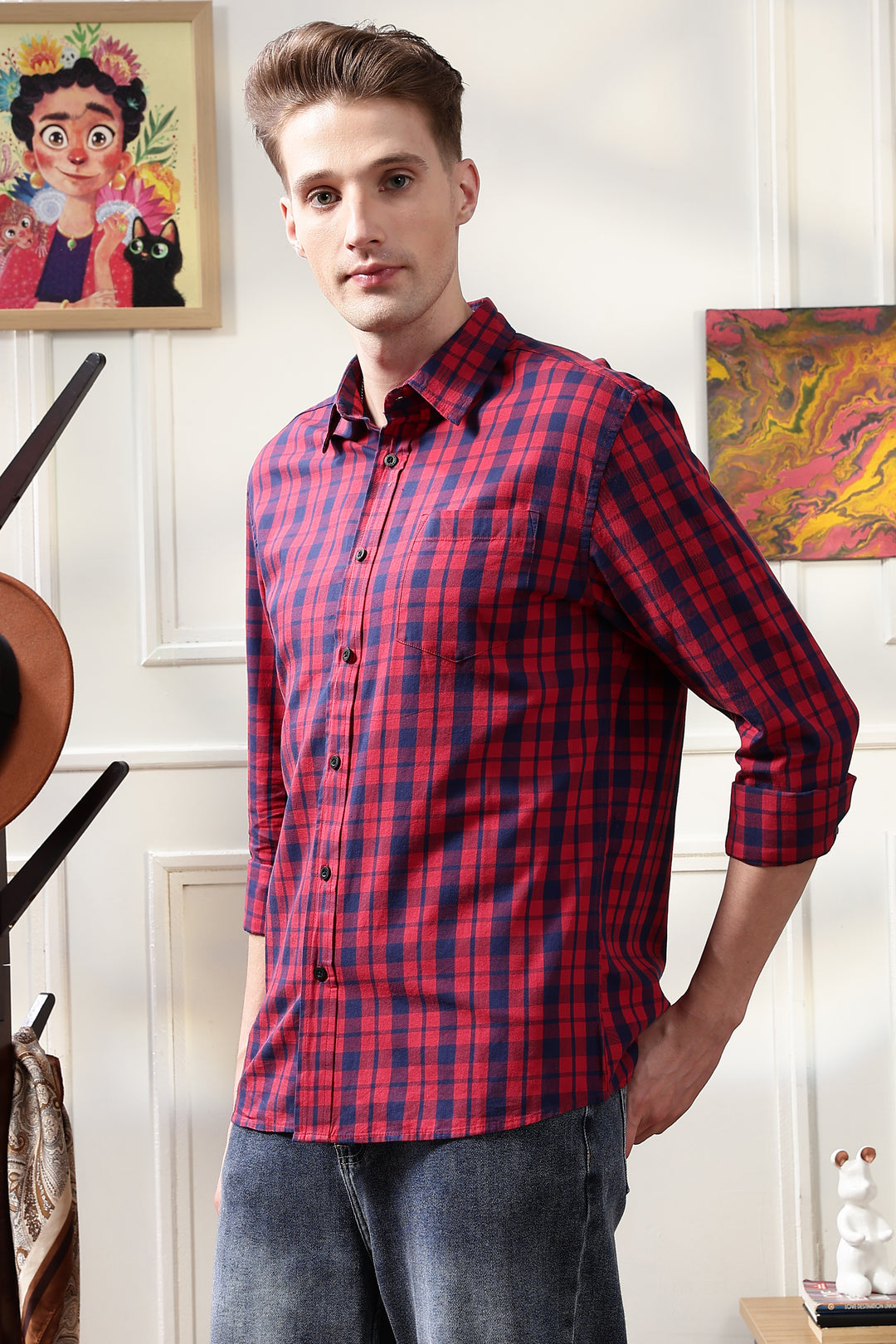 Twill: Red Checks Shirt
