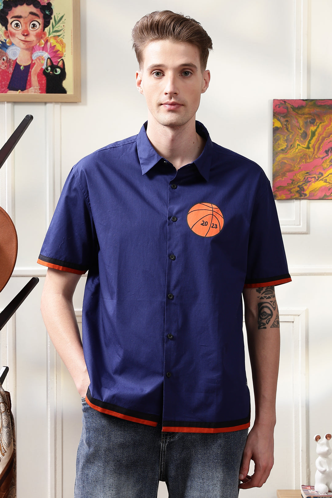 New york: Blue Oversized Shirt