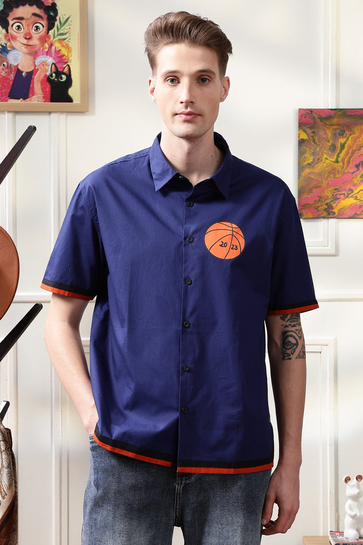 New york: Blue Oversized Shirt