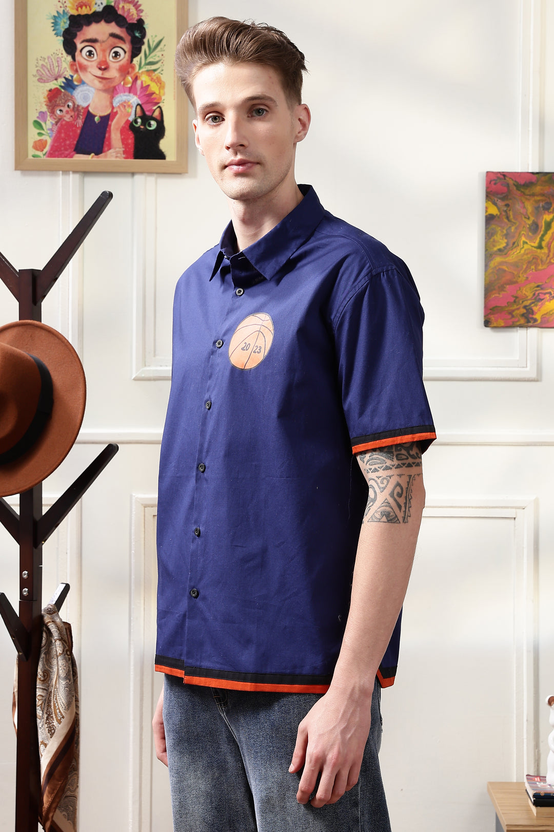 New york: Blue Oversized Shirt