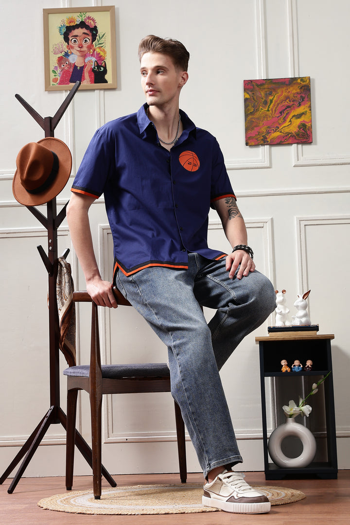 New york: Blue Oversized Shirt