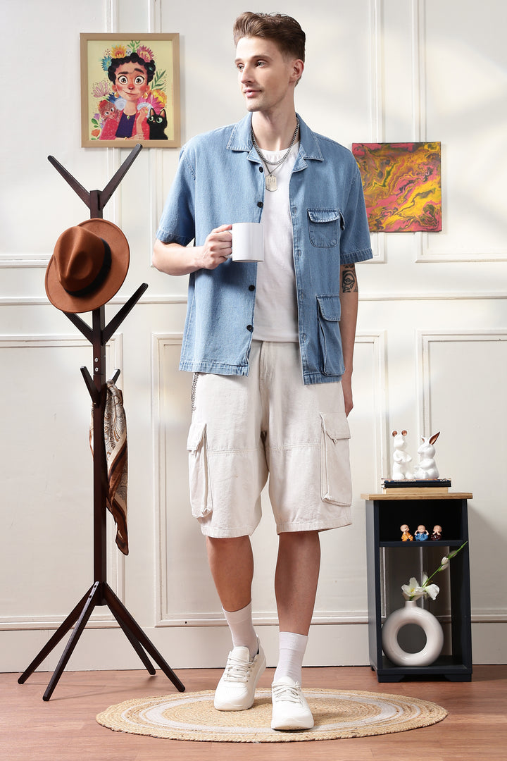 Denims: Multi Pocket Oversized Shirt