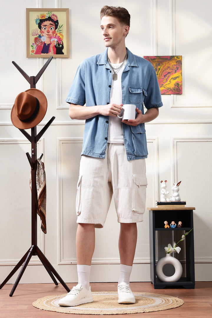 Denims: Multi Pocket Oversized Shirt