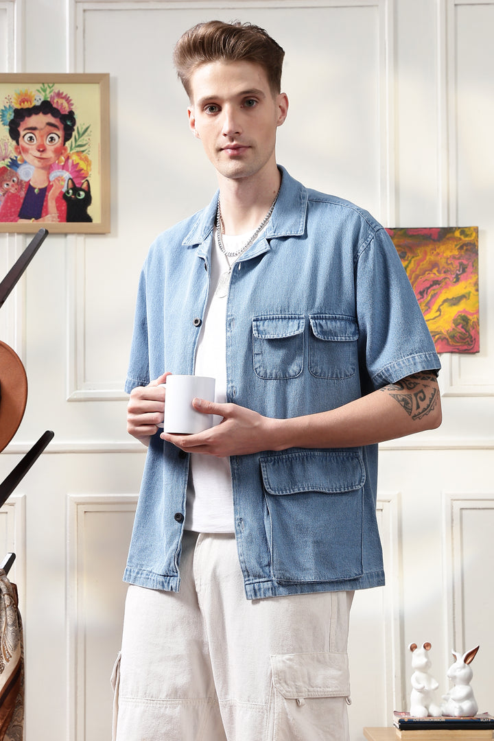 Denims: Multi Pocket Oversized Shirt