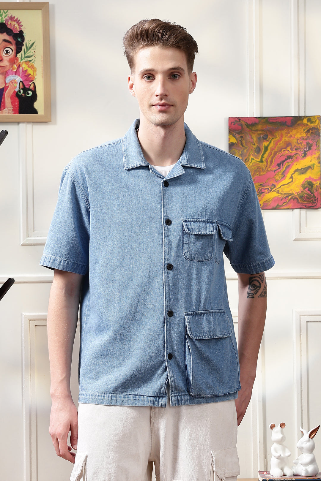 Denims: Multi Pocket Oversized Shirt