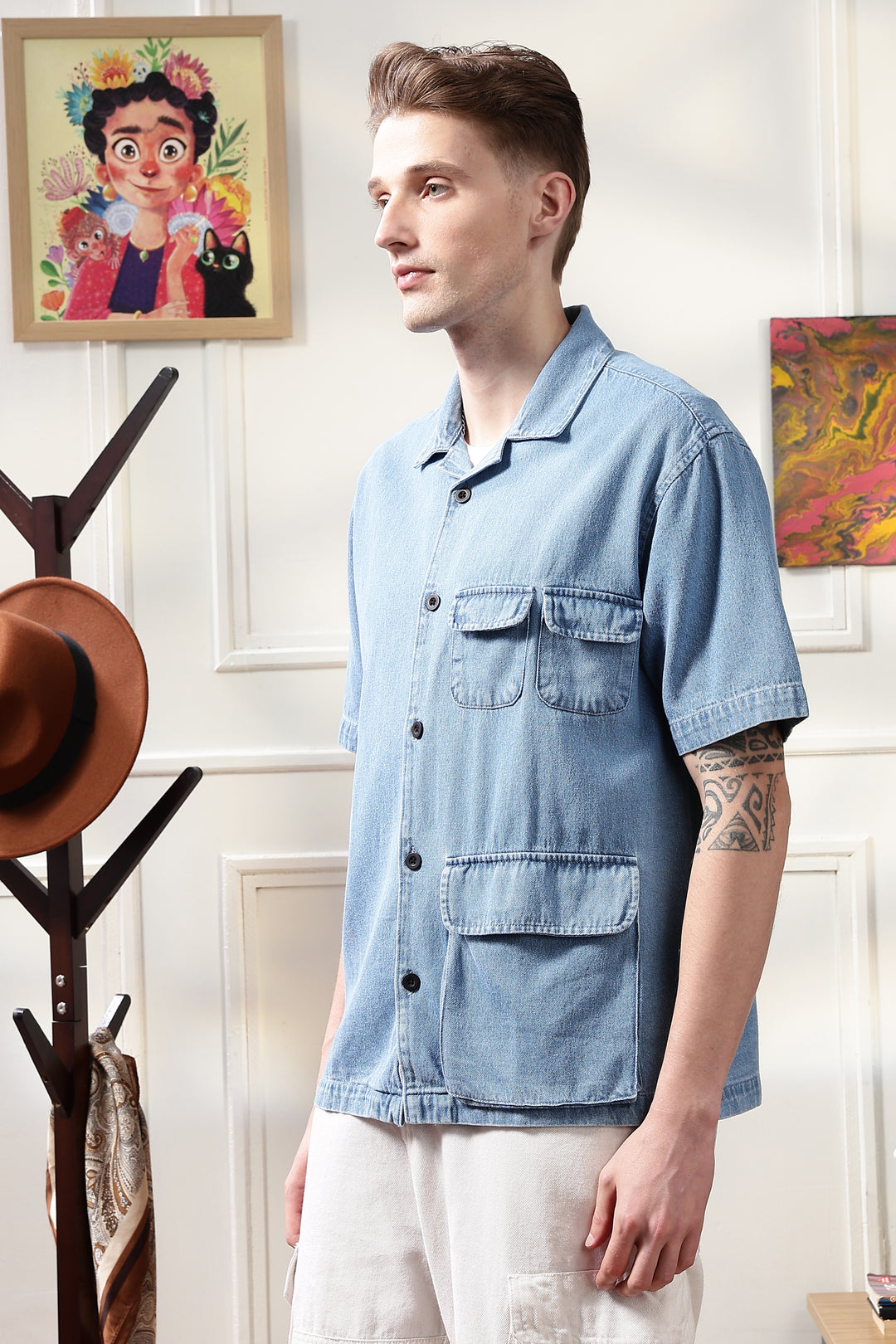 Denims: Multi Pocket Oversized Shirt