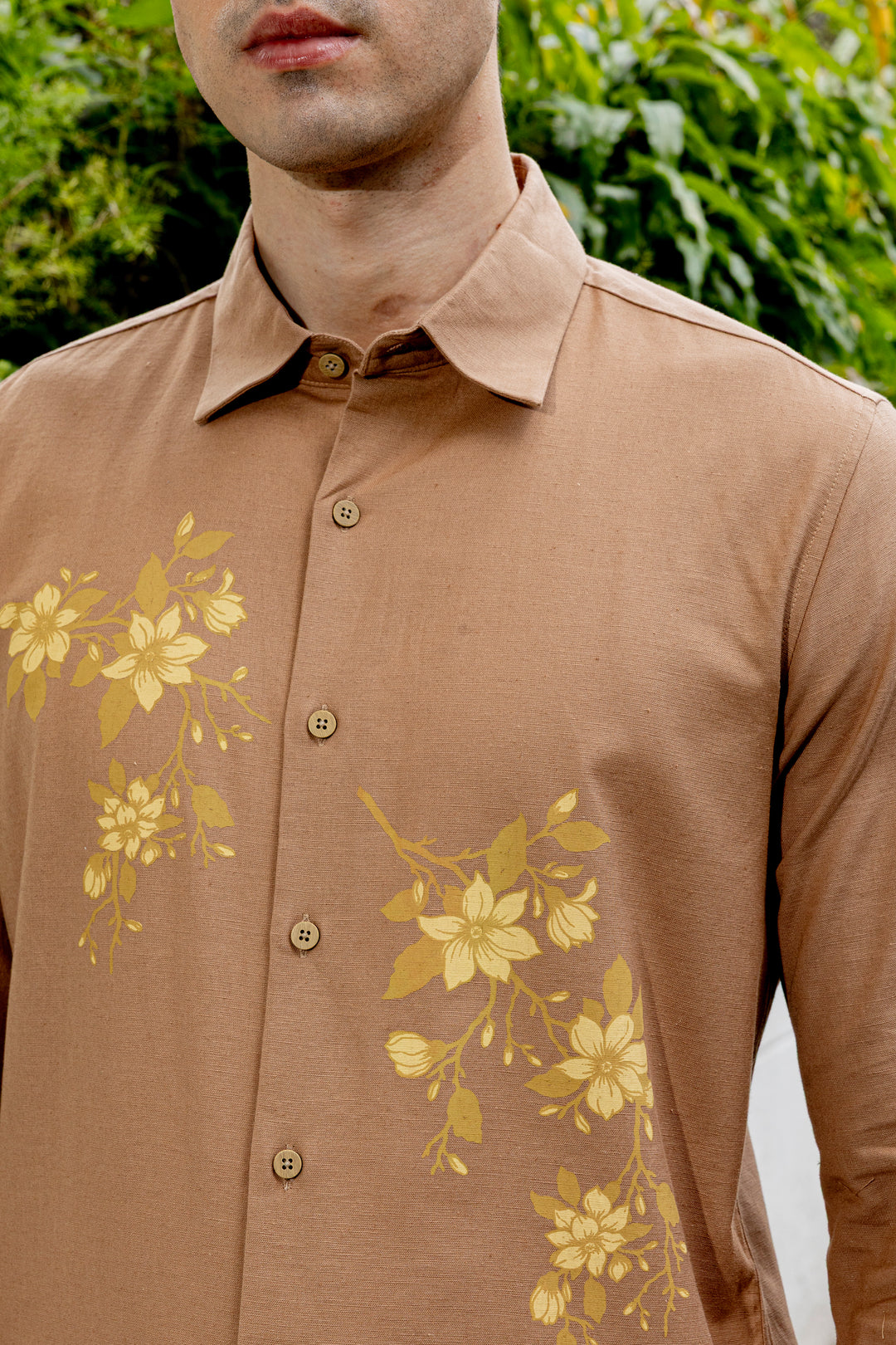 Unrefined Beauty Brown Printed Linen Shirt