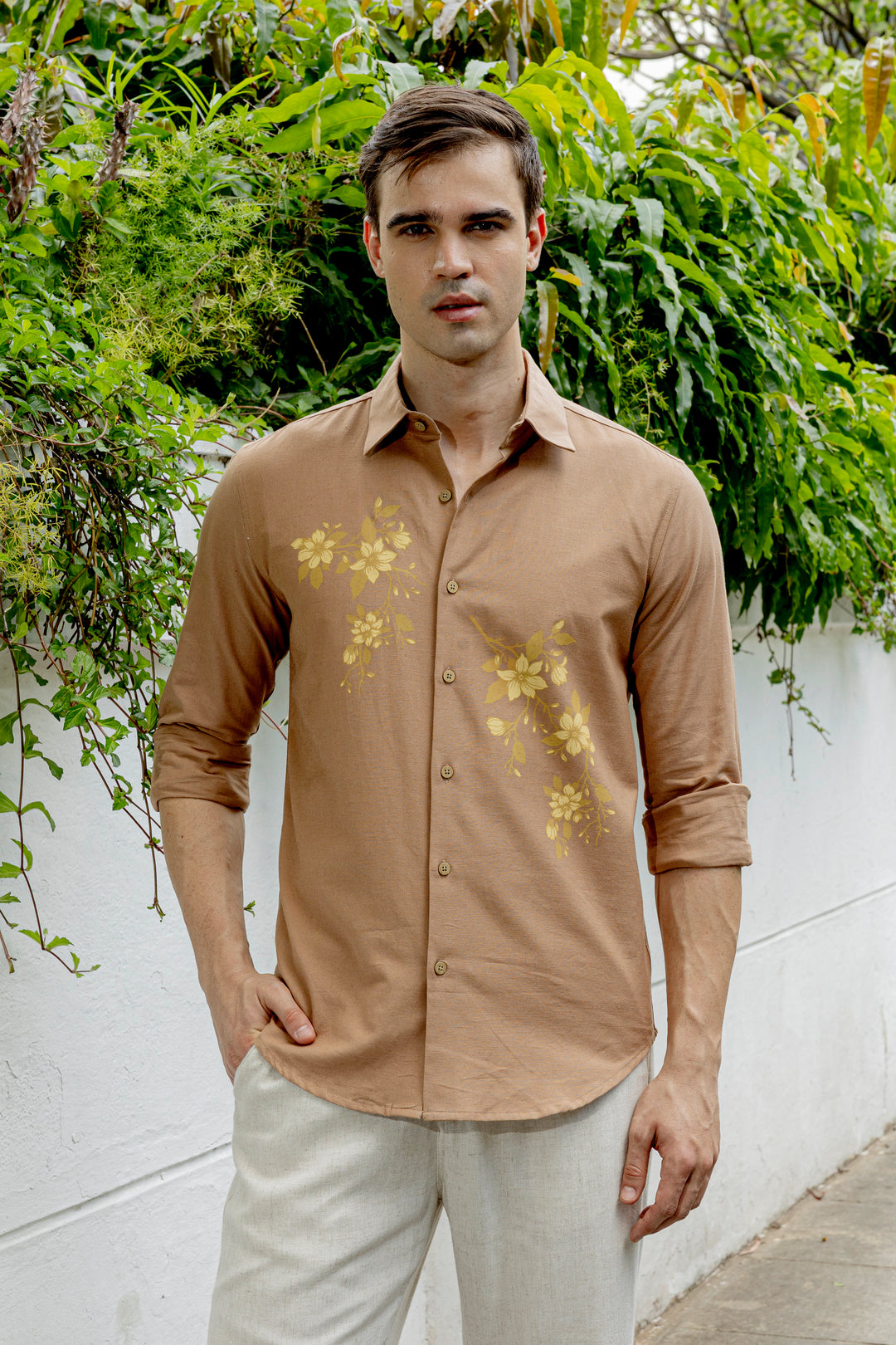 Unrefined Beauty Brown Printed Linen Shirt