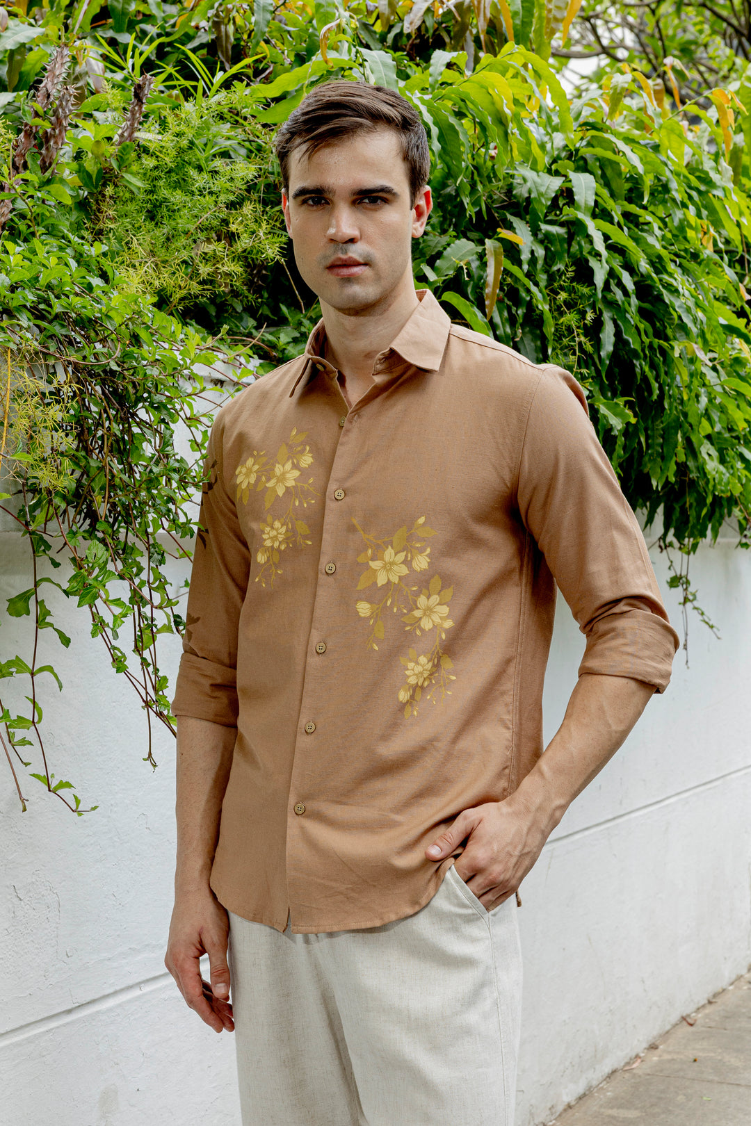 Unrefined Beauty Brown Printed Linen Shirt