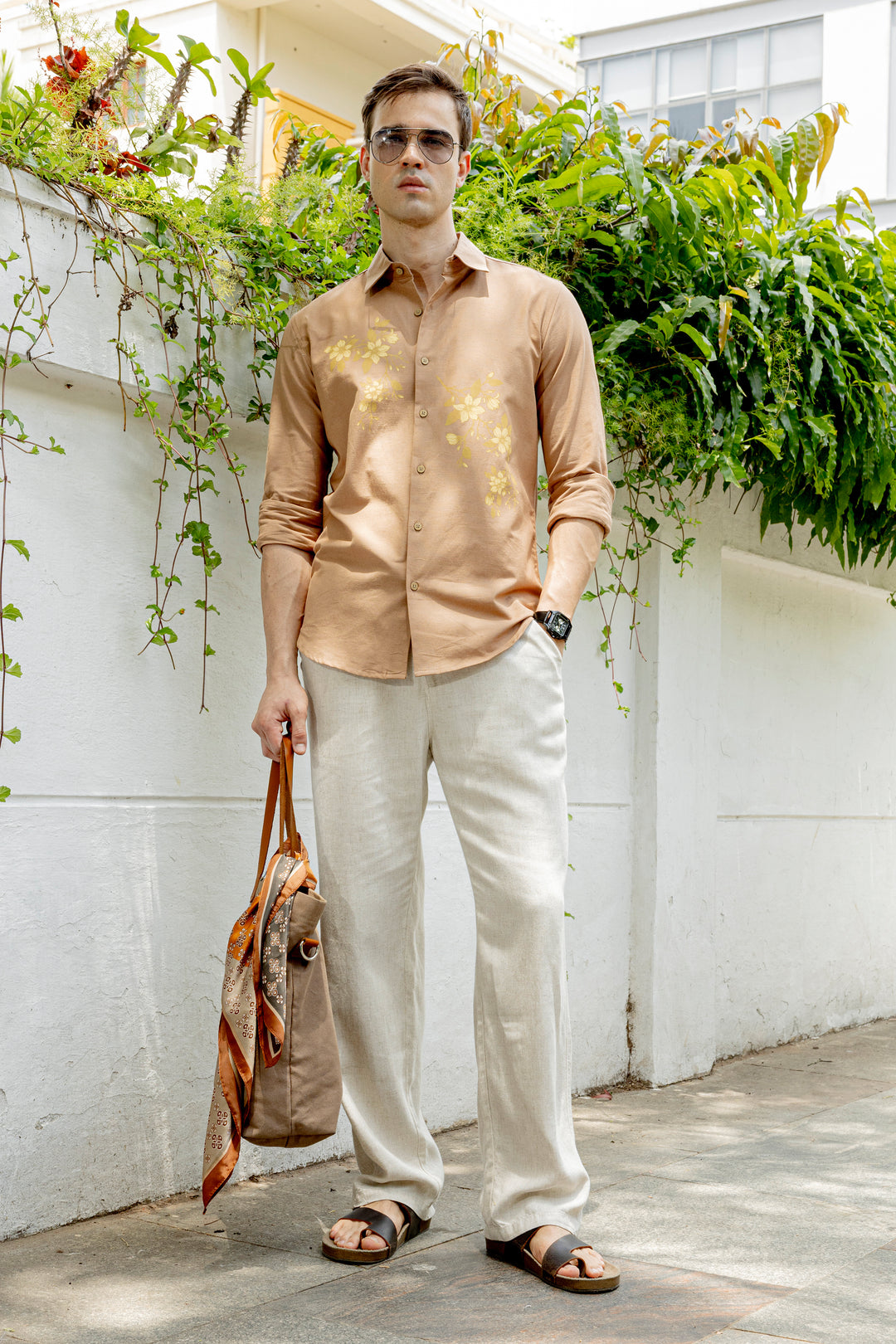 Unrefined Beauty Brown Printed Linen Shirt