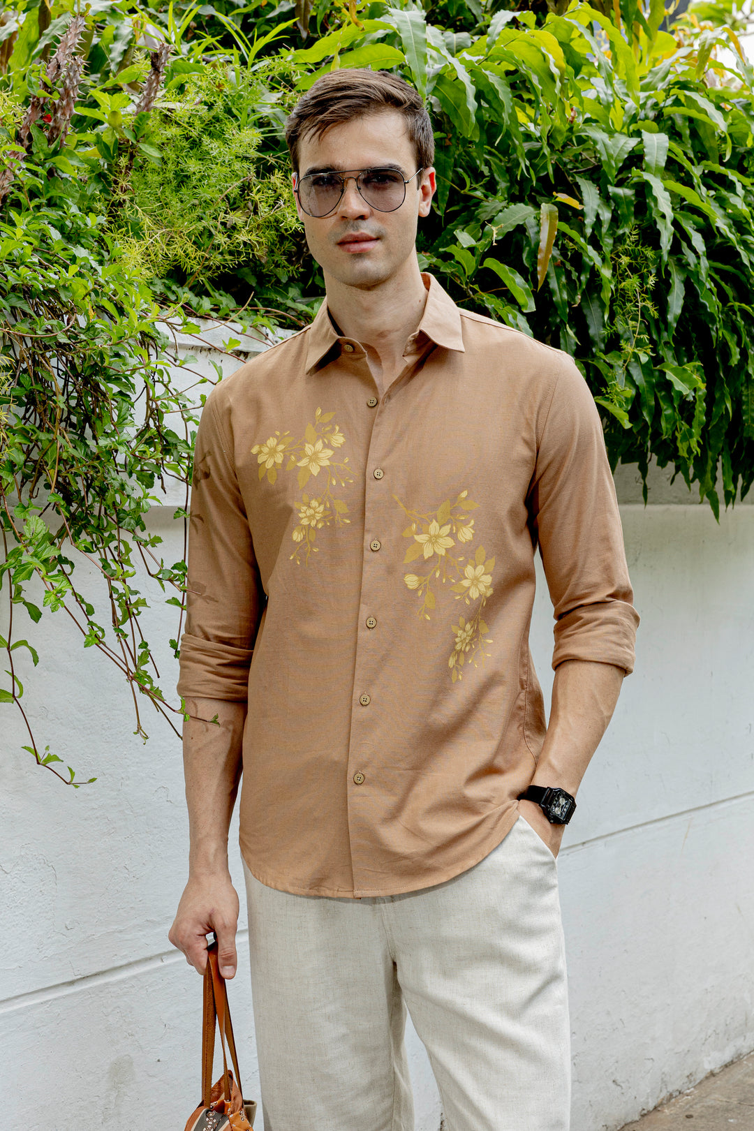 Unrefined Beauty Brown Printed Linen Shirt