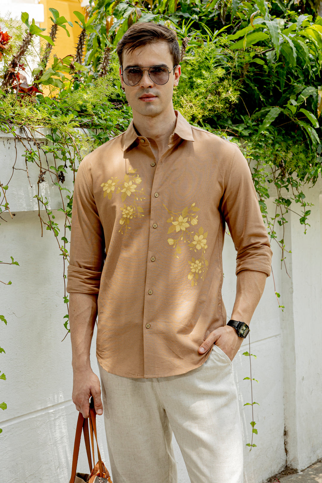 Unrefined Beauty Brown Printed Linen Shirt