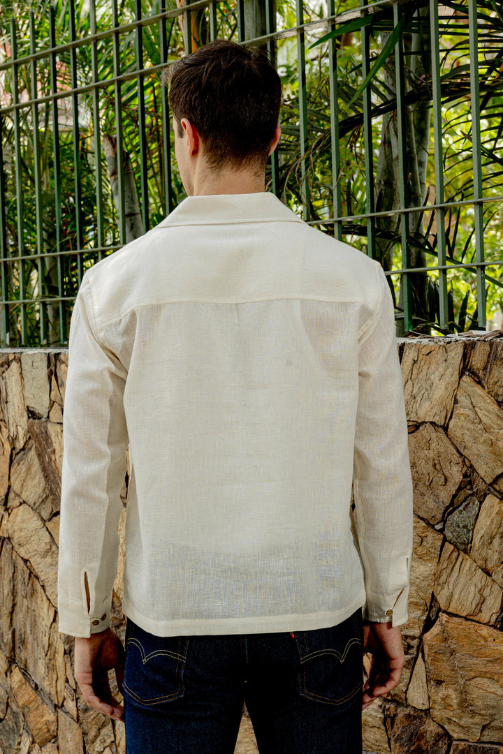 Long Sleeve : Linen Cream Kurta