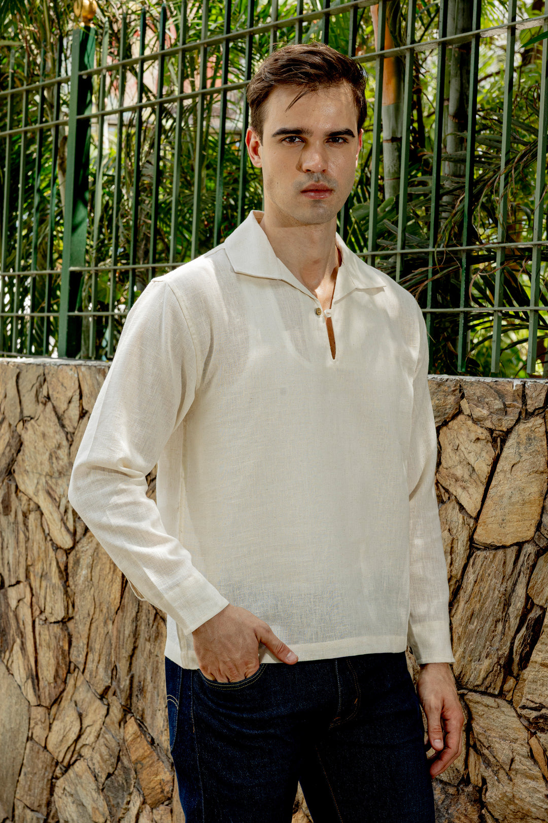 Long Sleeve : Linen Cream Kurta
