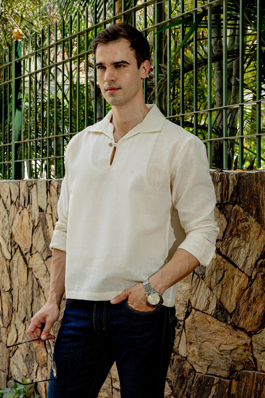 Long Sleeve : Linen Cream Kurta