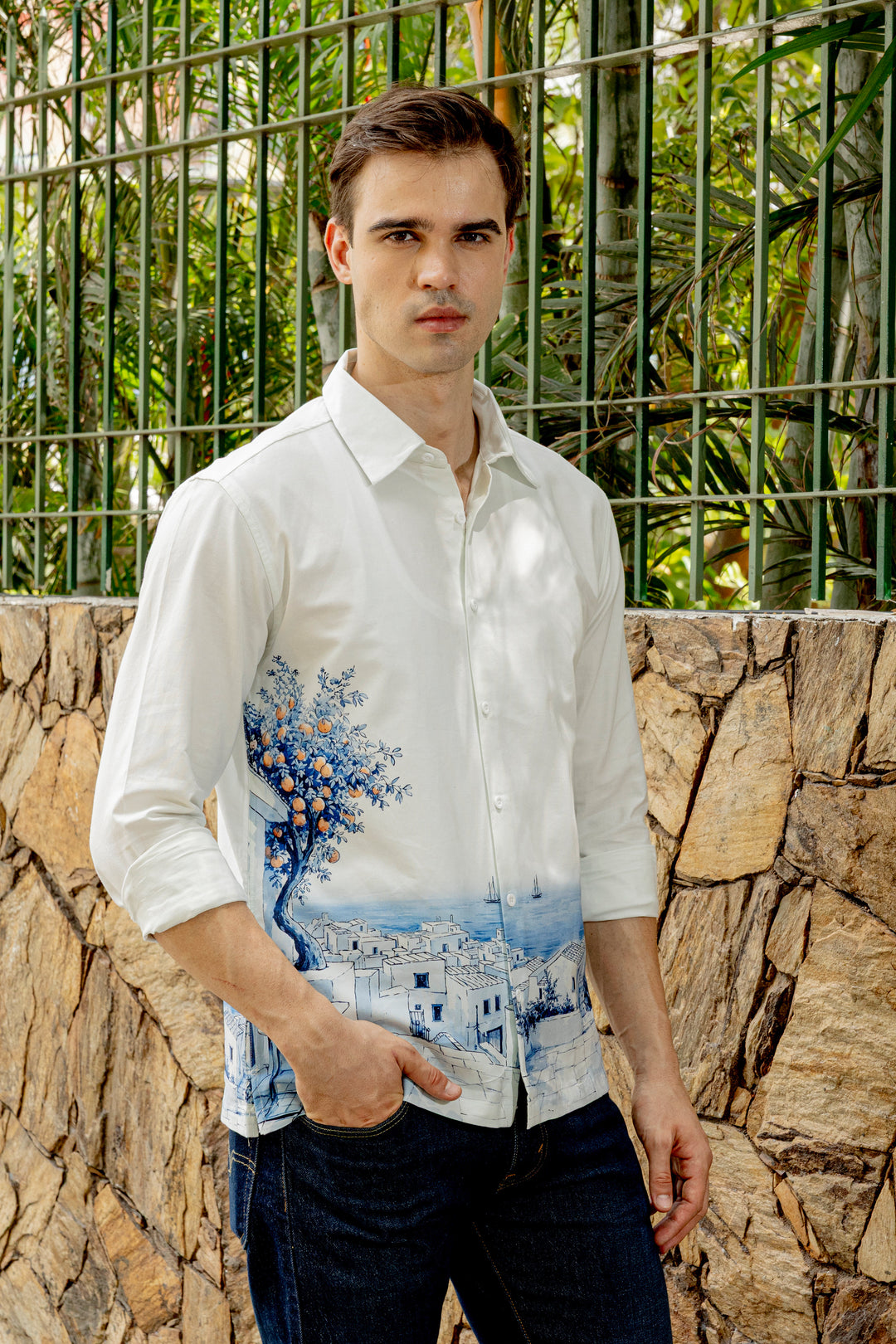 Greek Landscape : Oxford Printed Shirt