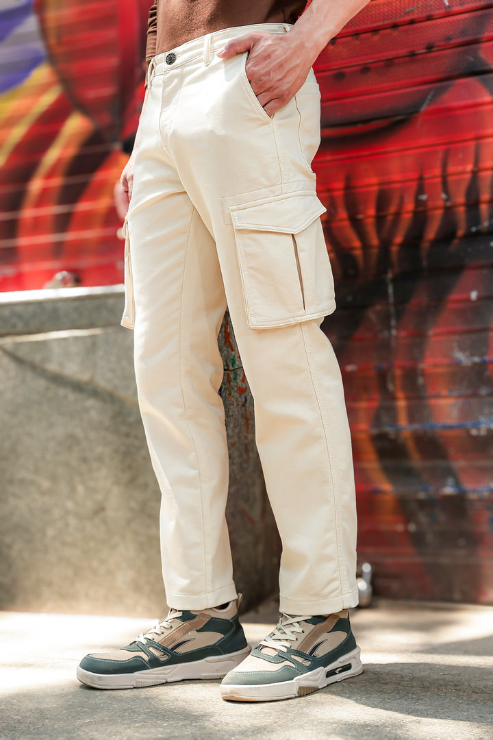 Over- Dyed : Cream Cargo Pants